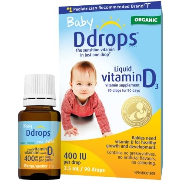 Organic Baby Ddrops 400 IU 90 drops - Daily Liquid Vitamin D for Infants