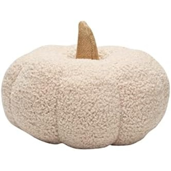 Pearhead Sherpa Pumpkin, Plush Stuffed Halloween Home Decorations, Modern Fall Home Decor, Cream