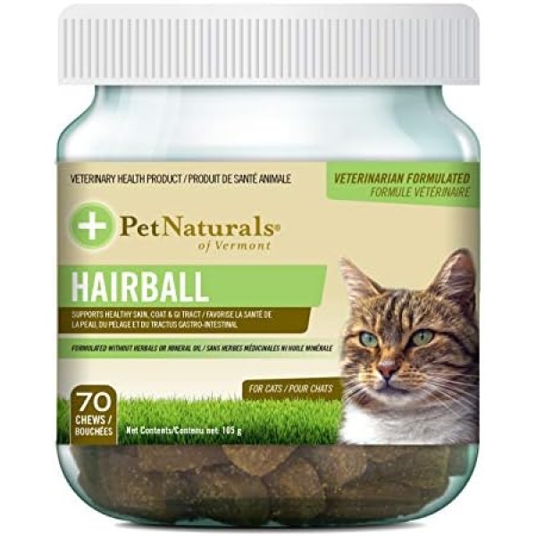 Pet Naturals, Hairball, Digestive and Skin, Supplement for Cats, Chicken Liver Flavor, 70 Bite-Sized Chews