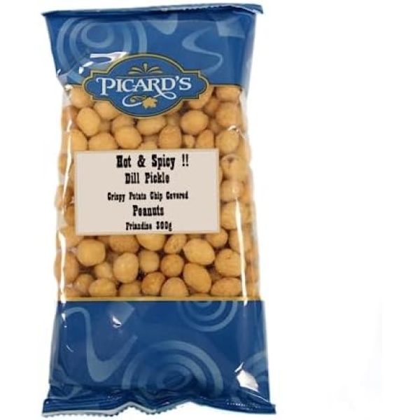 Picard's Original Potato-Chip Covered Peanuts, The Perfect Snack Food for Any Occasion, Canadian Grown Peanuts, Canadian Made Gourmet Snacks (Hot & Spicy Dill Pickle)