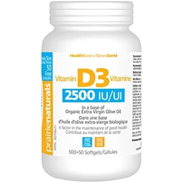 Prairie Naturals Vitamin d3 cholecalciferol 2,500iu softgel, 550 Count