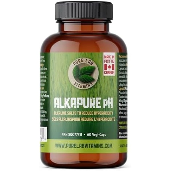 Pure Lab Vitamins - Alkapure pH 60 Vegetarian Caps | Balanced Alkaline Salts Antacid Supplement | Improve Body pH, Digestion Support, Calcium free