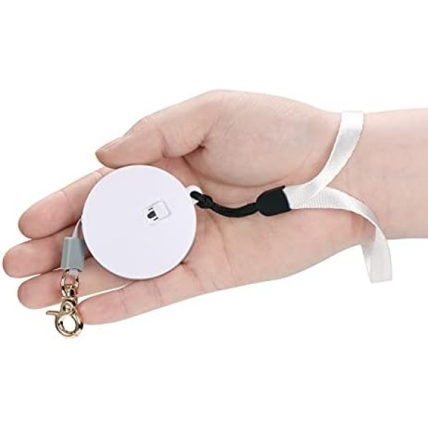 Retractable Dog Leash for Small Dogs Cats up to 11lbs with 6.5ft Anti-Pull Strong Nylon Tape, Hands Free, Mini and Portable Walking Leash with Wrist Strap, One-Hand Brake, White Round