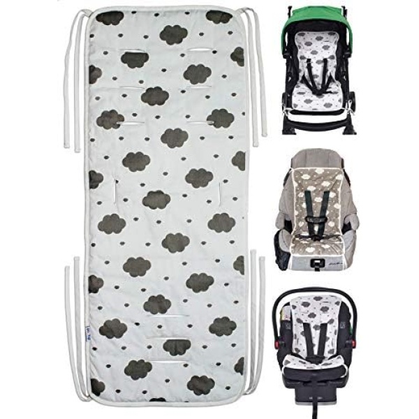 Reversible Pure Cotton Universal Baby Seat Liner for Stroller Car Seat Jogger Bouncer | Thick Cushion | Supports Newborns Infants and Toddlers | Quick and Easy Install