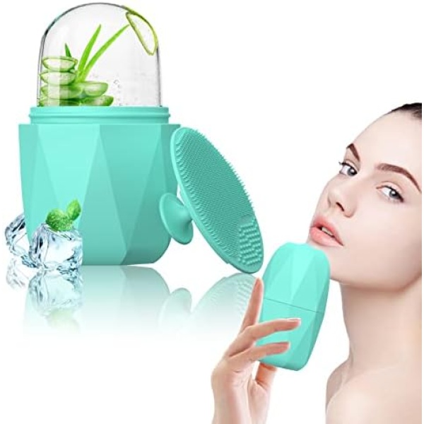 Simpeak 2PCS Ice Roller, Silicone Ice Roller for Face & Eye, Reusable Ice Roller Mold for Tightening and Puffiness Relief Facial Skin, Face Care Products Massage Tool, Green