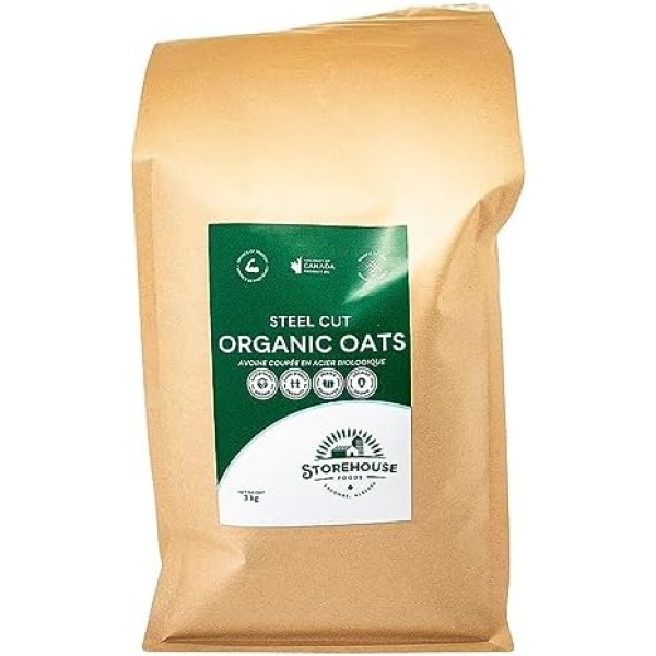 StoreHouse Foods Organic Steel Cut Oats,3 kg (6.6 lb),Non-GMO,Product of Canada