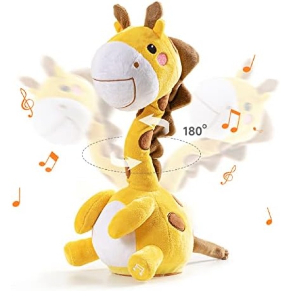 TUMAMA Dancing Talking Giraffe Toy, Mimicking Twisting Electronic Soft Plush Giraffe Toy with Record & Repeating What You Say, Singing Interactive Baby Toy for Boys Girls Kids Gifts