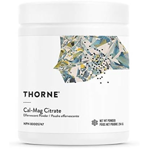 Thorne Cal-Mag Citrate Effervescent Powder - Calcium + Magnesium Supplement w/Vitamin C for Stress Relief - 214 grams - 40 Servings