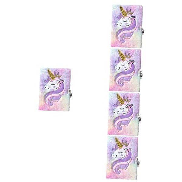 Toyvian 5pcs diary with lock girl gifts adorable dairy creative unicorns notepad backing paper travel soft