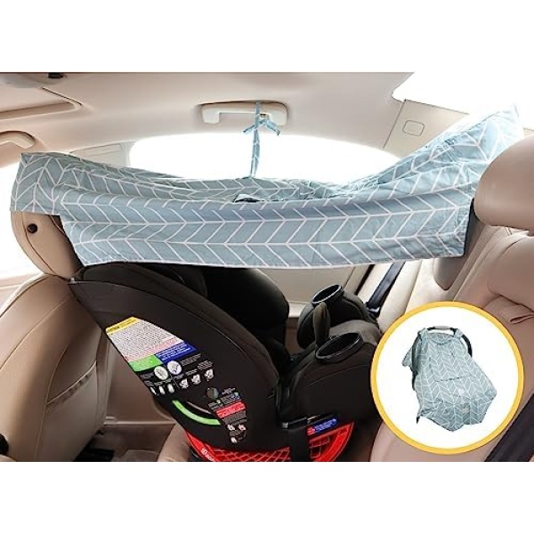 Universal Convertible Car Seat Cover Car Seat Shade Car Seat Sun Shade Visor Extender Car Seat Canopy for Baby and Toddler Car Seat Rear Facing Forward Facing Backseat Sun Shade for Baby