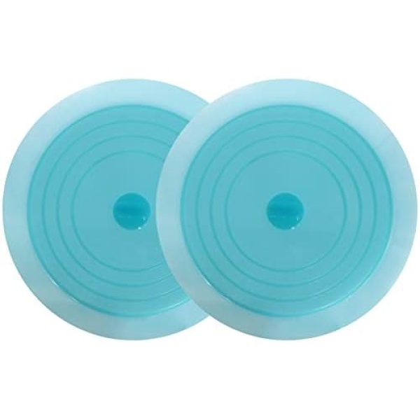 V-TOP Tub Stopper 2 Pack, 6 inches Large Silicone Drain Plug Hair Stopper Flat Suction Cover for Kitchen Bathroom and Laundry (Blue Transparent)