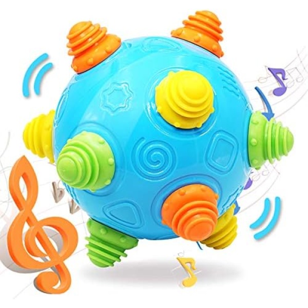 VANLINNY Baby Toys Music Shake Ball Toy-Dancing Bumpy & Crawl Ball Toy for Toddlers, Bouncing Sensory Learning Toys for Ages 1, 2 Year, Xmas Gifts for Kids