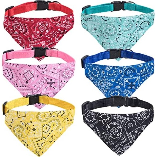 XIMA 6PCS Cat Bandana Collars Breakaways with Removable Bow Tie for Cats Puppy Kittens Small Dogs Collars Bandana