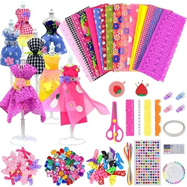 ZITA ELEMENT 335 Pcs Fashion Design 11.5 Inch Girl Doll Clothes Accessories Kit - Creativity Doll Dress DIY Crafts and Sewing Kit 11.5" Doll Shoes for Kids Girls Christmas Birthday Gift Age 6 to 12+