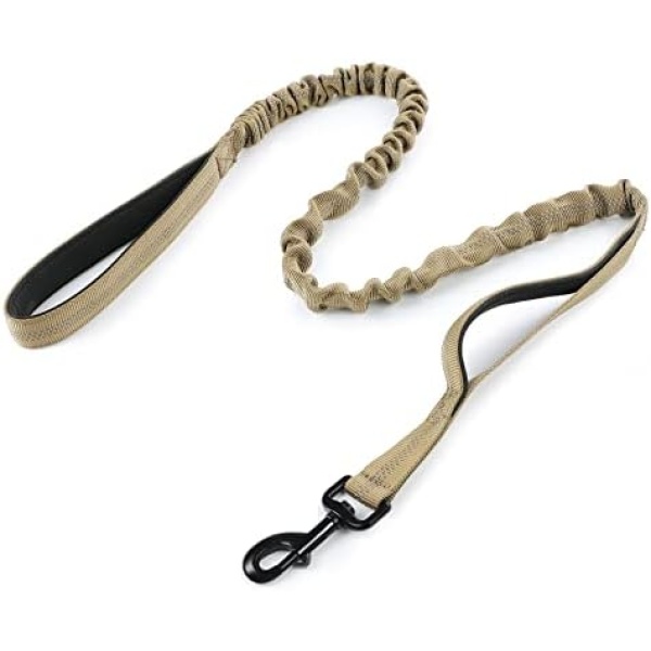 rabbitgoo Tactical Bungee Dog Leash, Elastic Leads Rope with 2 Padded Traffic Control Handles for Military Dog Training and Night Walking, Quick Lock & Release, Safety & Comfort