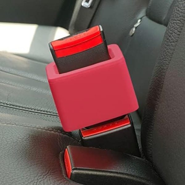 2-Pack Car Seat Belt Buckle Booster Holder Stabilizer, BPA-Free, Keep Seatbelt Receiver in Upright Position for Easy Access and Buckling(Red)