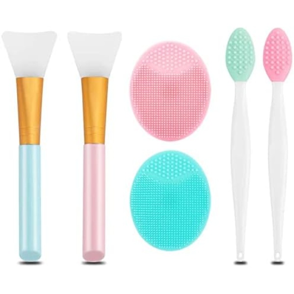 2pcs Exfoliating Lip Brush, 2pcs Face Cleansing Brush,Silicone Face Scrubber 2pcsBrushMask Brush Exfoliator Skin Care Tool