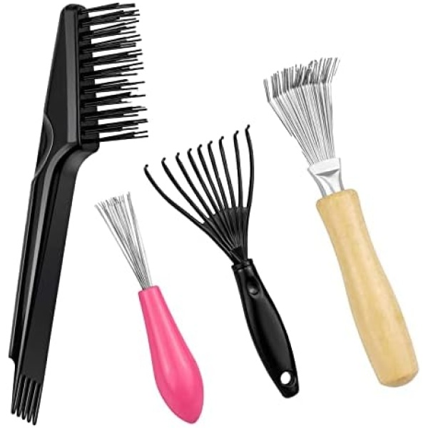 4 Pack Hair Brush Cleaner tool Rake Comb Cleaner Brush for Removing Embedded Hair Dust Different Combs Home and Salon Use