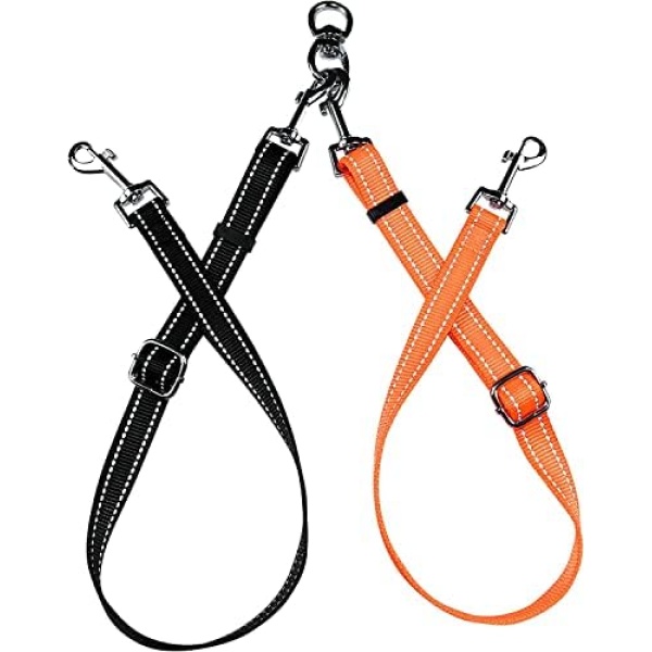 ASOCEA Double Dog Leashes Tangle Free Dual Dog Leash Coupler No Tangle 360° Swivel Rotation Reflective Leads Attachment for Small Medium and Large Dogs Puppies Walking Training for 1/2 Dogs with Ease