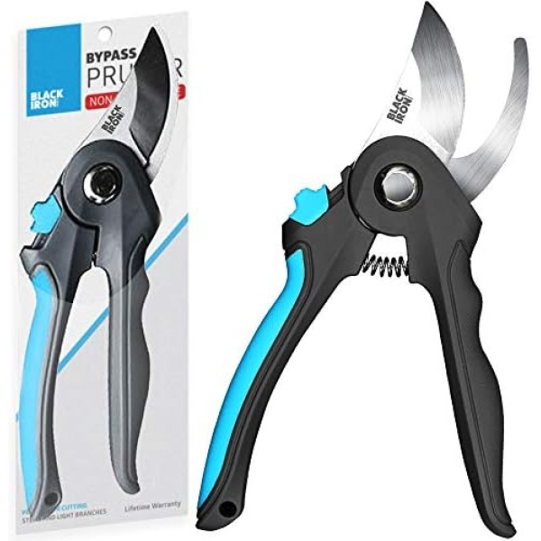 Attican Premium Bypass Pruner Shears [Durable & Heavy Duty] Sharp Garden Shears for Pruning and Cutting Stems and Light Branches with Soft Grip Handle & Safety Lock, 1 Count