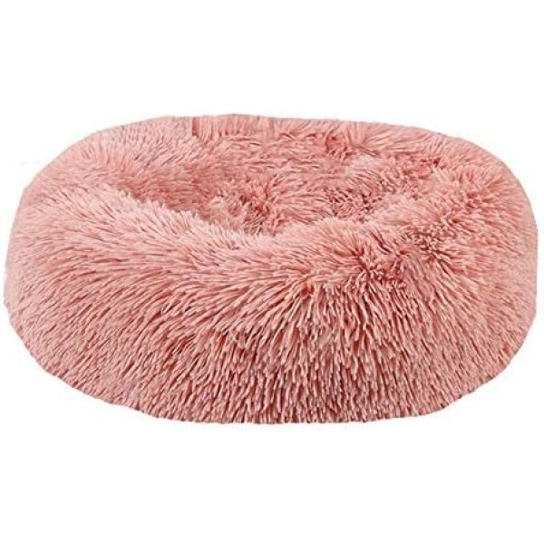 BVAGSS Small Dog Bed Cat Bed Calming Plush Pet Bed Soft Washable Anti Anxiety Round Donut Cuddler Fluffy Puppy Bed for Puppy & Kitten JA037 (20 inch, Light Pink)