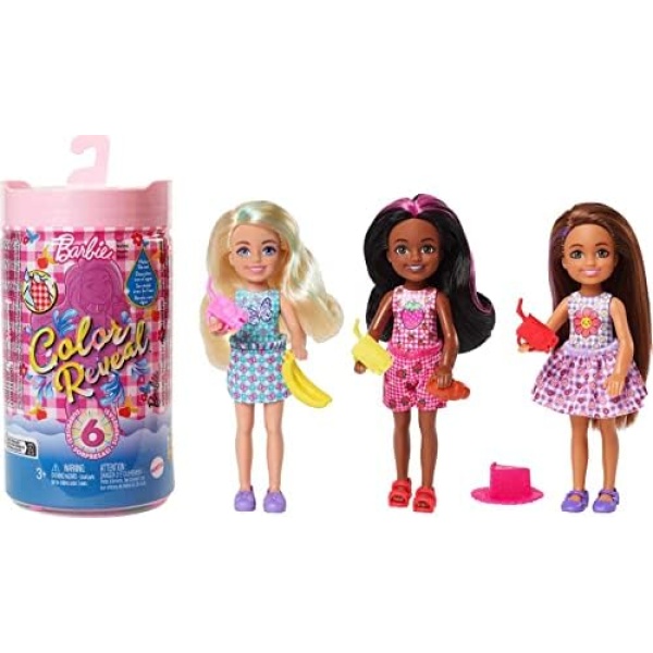 Barbie Color Reveal Small Doll & Accessories, Picnic Series, 6 Surprises, 1 Chelsea Doll (Styles May Vary)