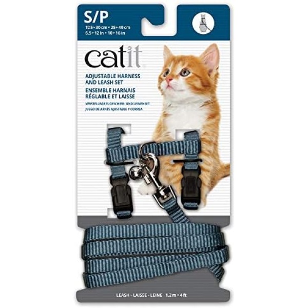 Catit Nylon Adjustable Cat Harness and Leash Set, Small, Blue