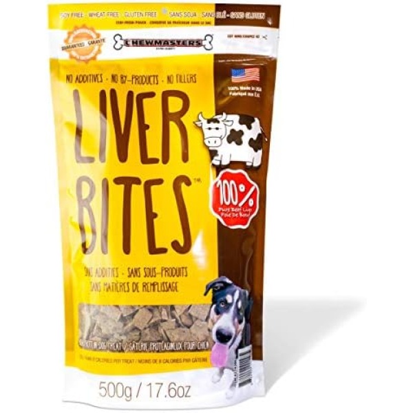 Chewmasters Beef Liver Bites Freeze Dried Dog Treats Bag, 500 G(4 Pack)