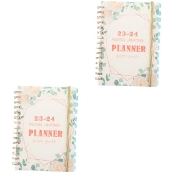 Ciieeo 2pcs 2023 Agenda Book Work Notebooks Project Planner Notebook Home Supply Dairy Products Flowers A5