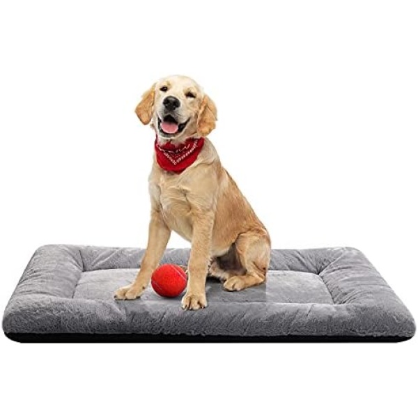 Dog Beds Crate Pad for Medium/Large Dogs Fit Metal Cage,Ultra Soft Dog Crate Bed Machine Washable & Anti-Slip Kennel Pad for Dogs Cozy Sleeping Mat,Gray 36L x23W x1H Inches