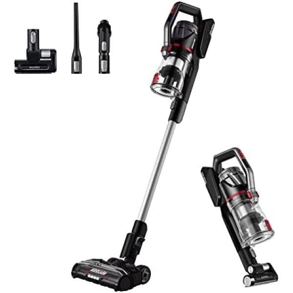 EUREKA Lightweight Cordless Vacuum Cleaner Convenient for Home Hardfloor Low-Pile Carpet,Rechargeble Handheld Stick Vac with Powerful BLDC Motor & LED Headlights,Pet Friendly,Altitude Pro NEC580C,Red