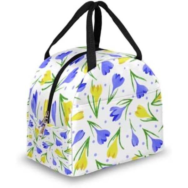 Fresh Floral Pattern Lunch Bag Reusable Lunch Box for Adult Kids Insulated Meal Tote Kit for Work School Picnic