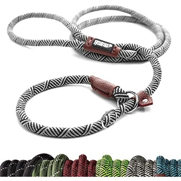 Friends Forever Extremely Durable Dog Rope Leash, Premium Quality Training Slip Lead, Reflective, Thick Heavy Duty, Sturdy, No Pull, Comfortable for The Strong Large Medium Small Pets 6 feet, Silver