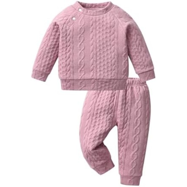 Infant Toddler Baby Girl Clothes Outfits Long Sleeve Solid Color Pullover Tops Sweatshirt Pants Fall Winter 2PCS Set