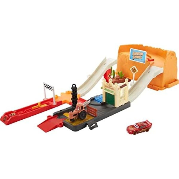 Mattel Disney Pixar Cars Toys, Track Set and Storage with Lightning McQueen Toy Car, Race and Go Playset