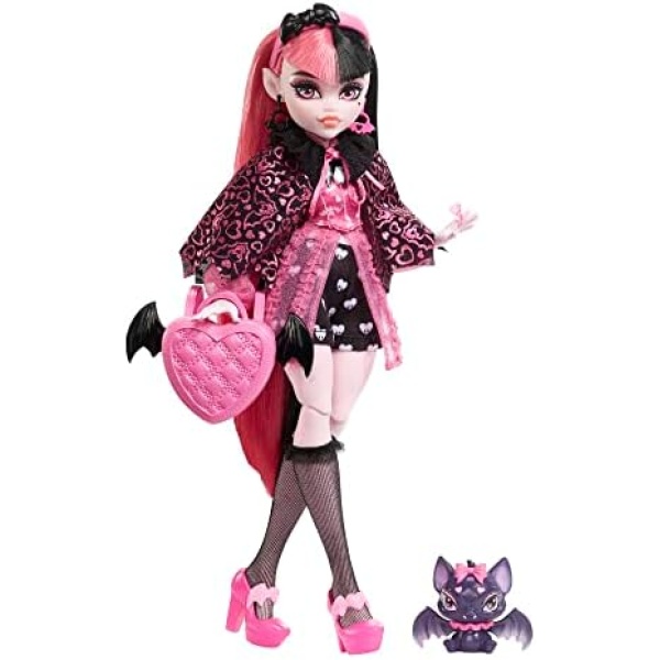 Monster High Draculaura Fashion Doll with Pink & Black Hair, Signature Look, Accessories & Pet Bat