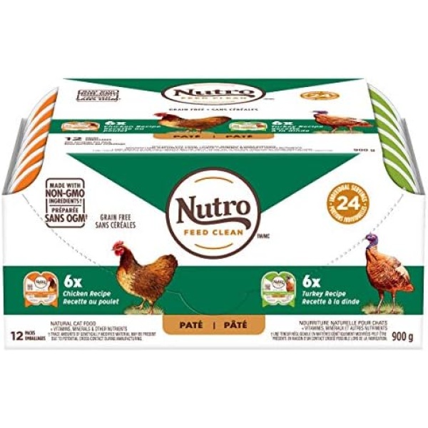 NUTRO Perfect Portions Adult Wet Cat Food Grain Free Chicken & Turkey Paté Multiplack, 75 g (Pack of 12)