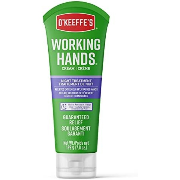 O'Keeffe's Working Hands Night Treatment Hand Cream, Restorative Lotion Works While You Sleep, Deep Conditioning Oils, 7oz/198g Tube, (Pack of 1), 107614