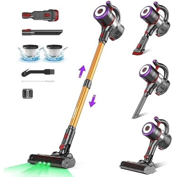 ONSEEN M81 Cordless Vacuum Cleaner, 28KPa Powerful Cordless Stick Vacuum Cleaner, 7-in-1 Ultra Lightweight Vacuum Cleaner with 50 Minutes Run Time, Vacuum Cleaner for Pet Hair/Carpet/Hard Floor