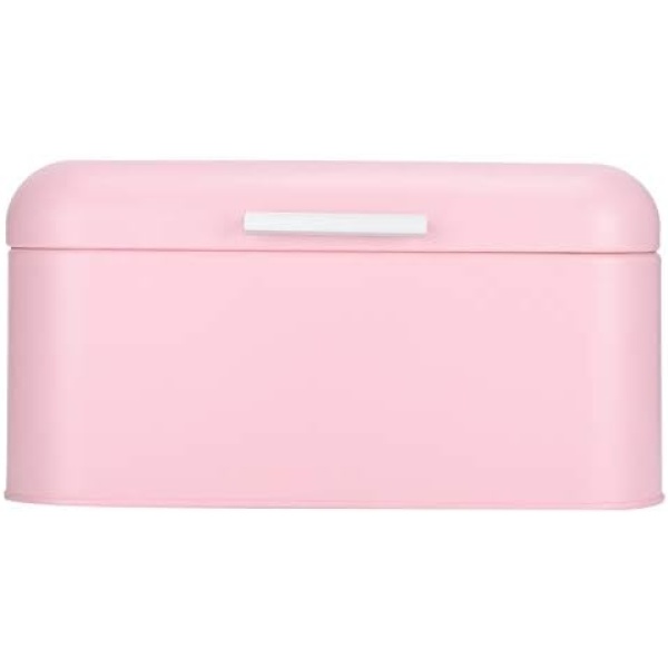 Otufan Bread Container,12x7.9x5.9" Pink Iron Organizer with Handle Clamshell Retro Bread Bin Bread Box for Home Bakery Kitchen