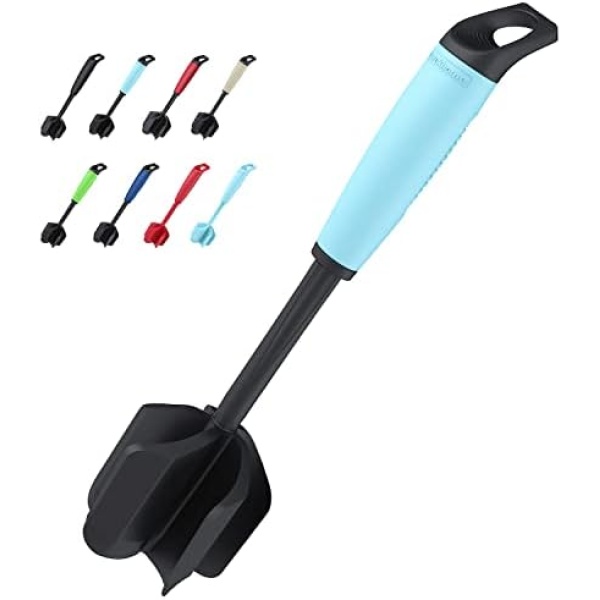 Ourokhome Potato Masher Meat Smasher, Heat Resistant Ground Beef Chopper, Multifunction Kitchen Gadgets for Hamburger Meat, Ground Turkey, Berries, Tomato, Egg Salad and More, Teal