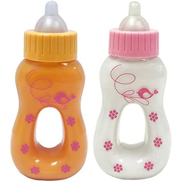 Paradise Galleries Reborn Baby Doll Accessory: Magic Bottles Set. Disappearing Milk & Juice Baby Doll Bottles. Age 3+