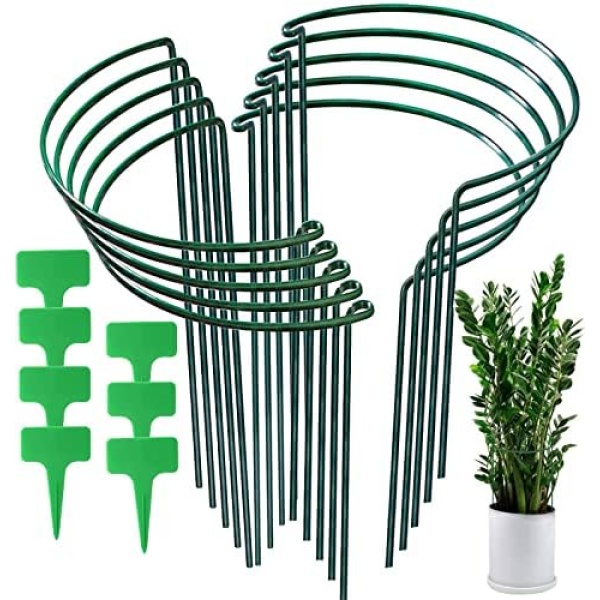 Plant Support Stakes, 10 Pack Garden Plant Support Half Round Garden Plant Support Ring Border for Tomato, Peonies, Hydrangea, Vine, Climbing Plants Flower Indoor Outdoor (20x35cm)