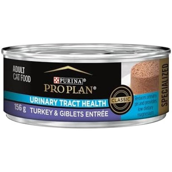 Purina Pro Plan Focus Adult Urinary Tract Health Formula Turkey & Giblets Entree Cat Food, 156g, Brown , 24 Count (Pack of 1)