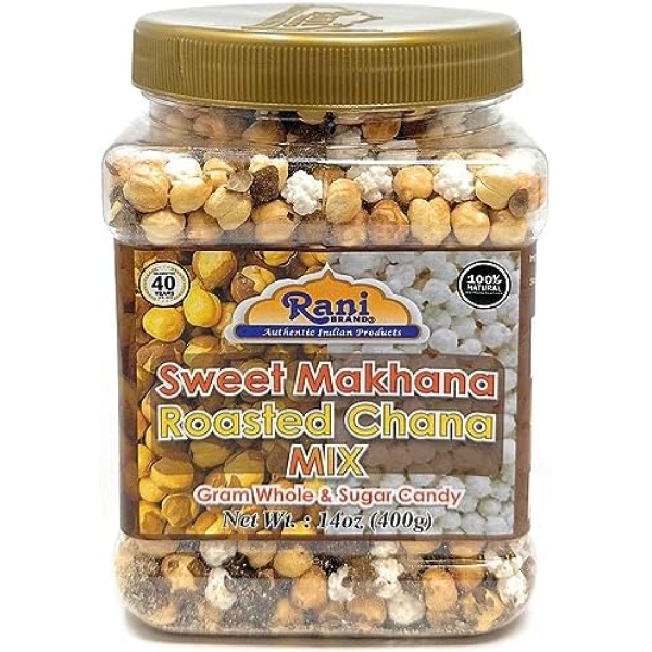 Rani Roasted Chana (Chickpeas) Sweet Mix Flavor 14oz (400g) PET Jar ~ All Natural | Vegan | No Preservatives | Gluten Friendly | Indian Origin | Great Snack, Ready to Eat