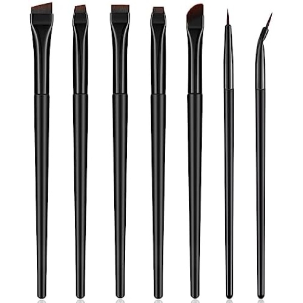 Rytrre 7 Pcs Eyeliner Brush, Angled Flat Definer Eye Liner Makeup Brushes, Ultra Fine Bent Pencil Point Eyeliner Brushes for Precision Liner