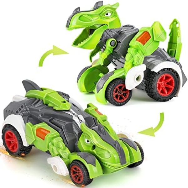 SUNNYPIG Dinosaur Cars Toy for 4 5 6 7 Year Old Boy, Boys Age 8 Kid Robot Vehicle 3-7 Years Girl Birthday Gift Car 4-9 Toddler Learning Toy, green