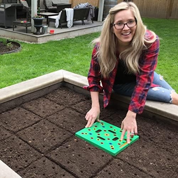 Seeding Square – The Original Seed Planting Template for Maximum Harvest - Square Foot Gardening Tool Kit – Includes: Colour Coded Seed Spacer & Magnetic Seed Dibber/Seed Ruler/Seed Spoon & Vegetable Planting Guide