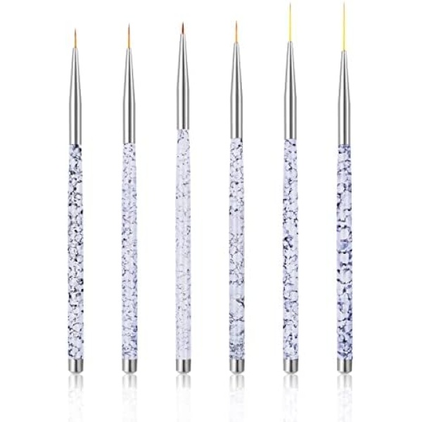 Sibba Water Activated Eyeliner Brush Applicators Eye Makeup Angled Fine Point Plastic Wands Halloween Cosmetic Tool Small Palette Liner Micro Thin Eyebrow Set Nail Art Painting Pen (6 Pcs Transparent)