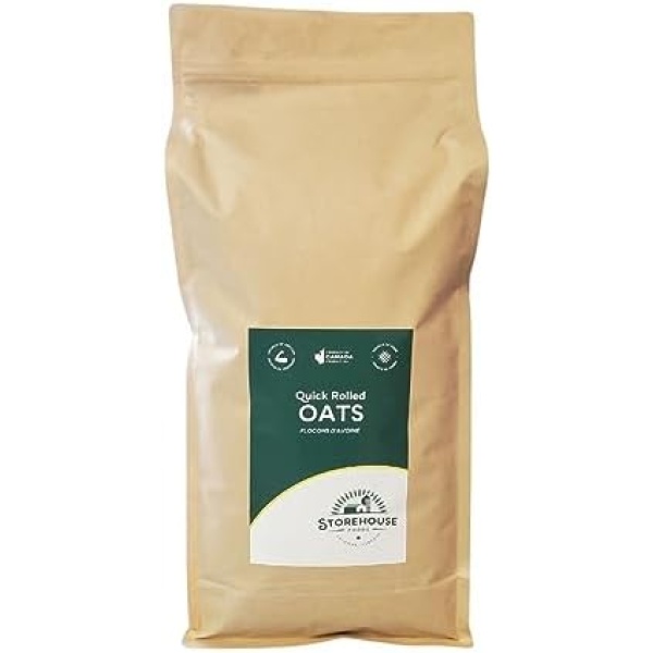 StoreHouse Foods Quick Rolled Oats - Make a Hearty, Healthy Breakfast in as Few as Three Minutes - Superior Taste and Texture, 3 kg, Product of Canada (Pack of 1) 3 kg bag